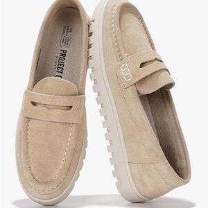 Project Cloud Beige Suede Loafers for Women - NWT Size 11